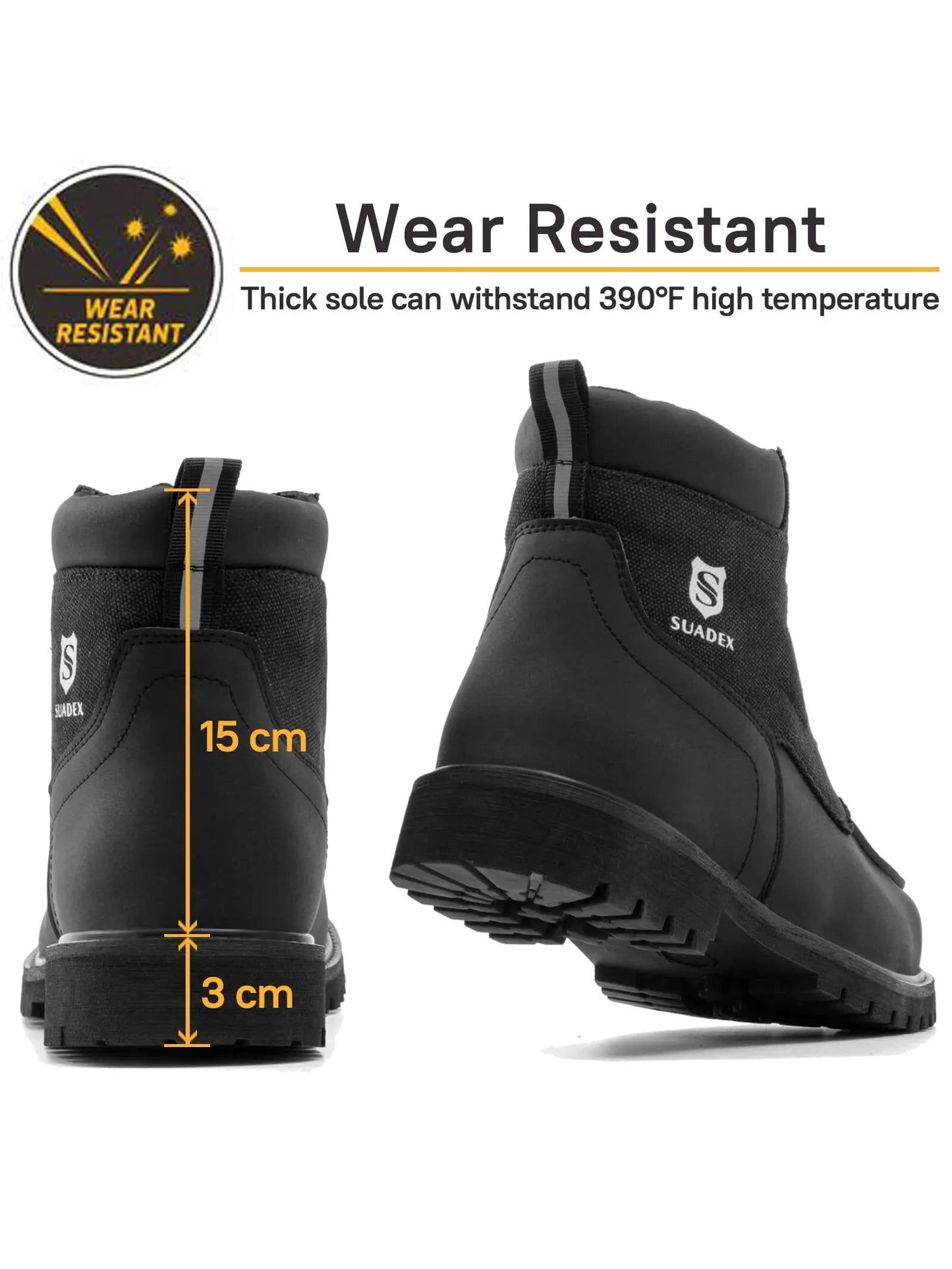 SUADEX Steel Toe Boots for Men Women Waterproof Indestructible Work Safety Boot Outdoor Protection Construction Shoes - Fashionqueene.com-steel toe shoe