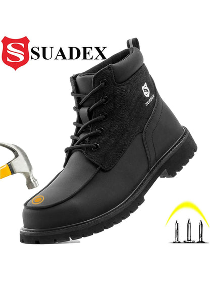 SUADEX Steel Toe Boots for Men Women Waterproof Indestructible Work Safety Boot Outdoor Protection Construction Shoes - Fashionqueene.com-steel toe shoe