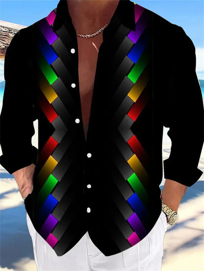 Flower pattern casual shirt men's long sleeved design oversized