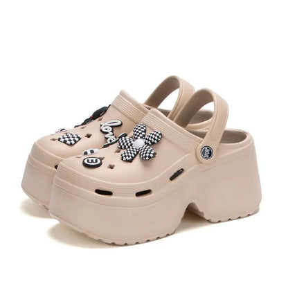 Slipper Clog Woman charm Sandal Flip Flops High Heel Platform Slides - Fashionqueene.com