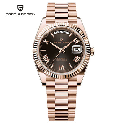 Rose Gold Luxury Automatic Watch For Men Mechanical Wristwatches Sapphire Mirror Clock Gift Man