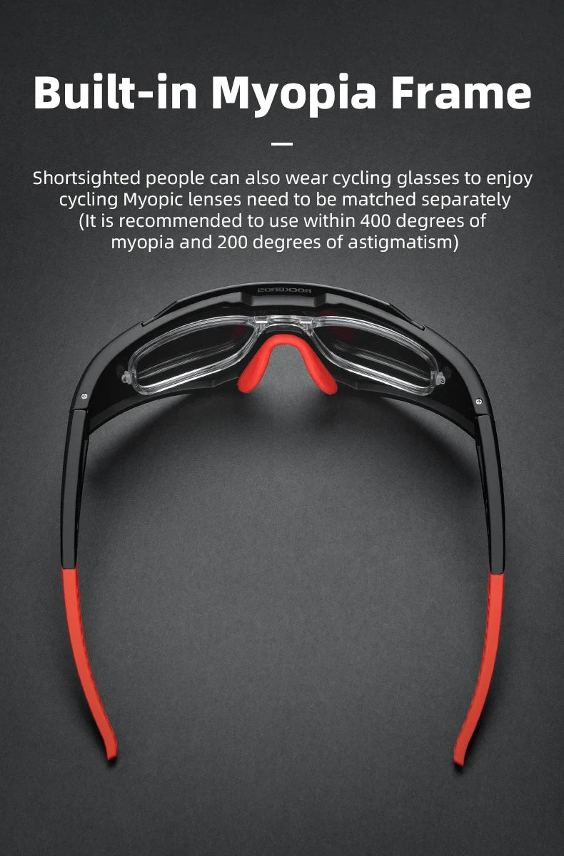 Photochromic Polarized Lens Adjustable Nose Support Myopia Frame Sports Men Women Cycling Goggle