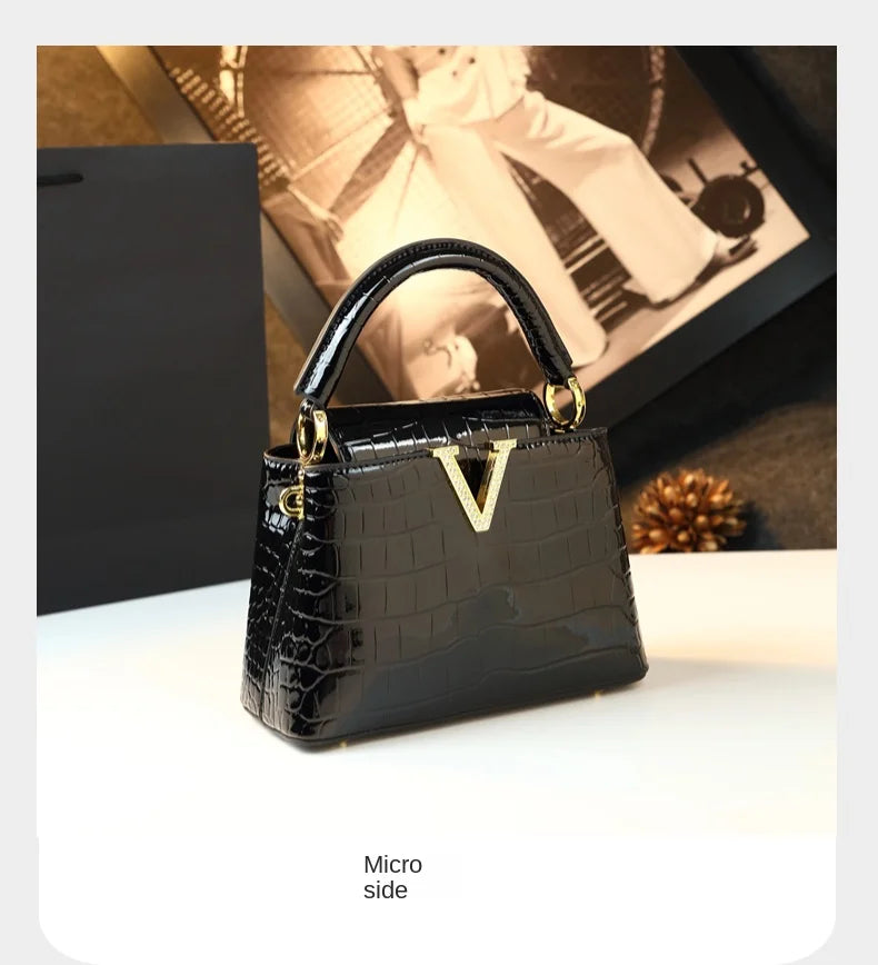 Crocodile Pattern Leather Handbag Luxury Fashion Small Shoulder Messenger Bag Portable Crossbody Shell Bags