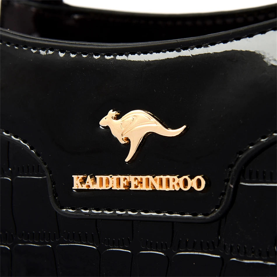 Luxury Patent Leather Handbags for Women Designer Crocodile Pattern Women's Shoulder Crossbody