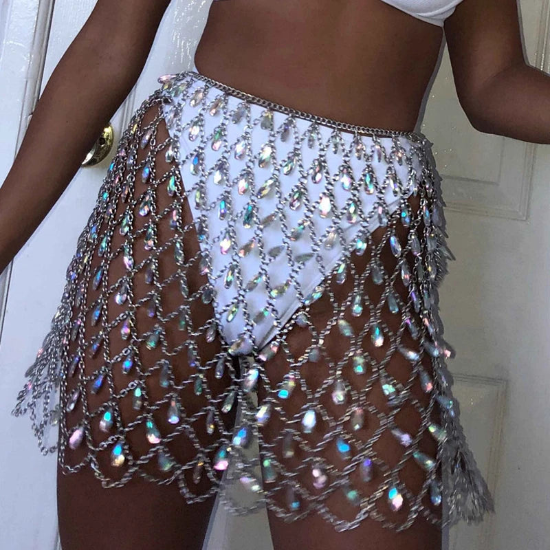 High Quality Women's Skirt Body Chain Elegant Gemstone Clothing Casual Beach Cover Up Bikini Belt Skirts Blue-35CM / One Size / CHINA Gold-35CM / One Size / CHINA Blue-35CM / One Size / CHINA-Gold-35CM / One Size / CHINA-