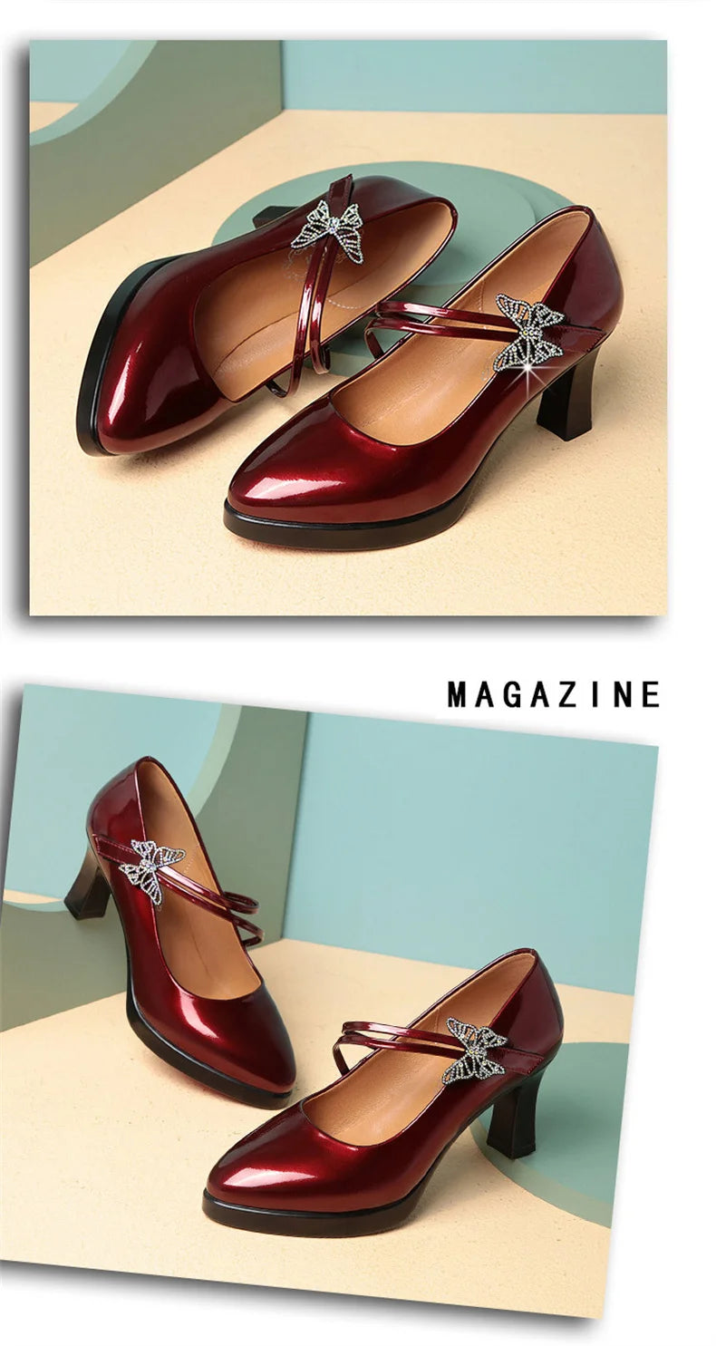 High-heeled Leather Small Leather Shoes Catwalk Shoes Ladies Dancing Bride Wedding Shoes