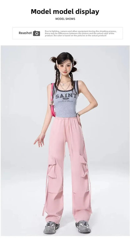 High-Waisted Cargo Pants Sweatpants Umbrella Design For Women