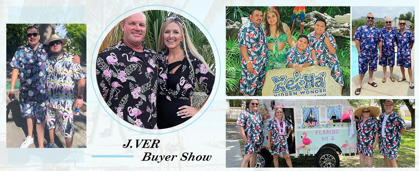 Men's Hawaiian Short-Sleeved Shirt Shorts Set Drawstring Shorts Jungle Print