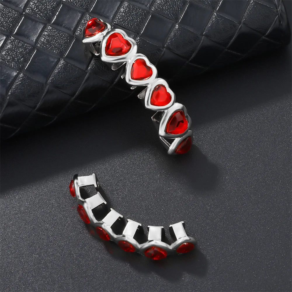 Red Crystal Heart Tooth Caps For Women Men Jewelry Hip Hop Silver Color Green Zircon Teeth Grillz Dental Grills Gold Green Gold Red Top Gold Green Bottom Gold Green-Gold Red Top-Gold Green Bottom-Gold Red-Gold Green Top-Silver Green Top-Silver Green-Silver Green Bottom-Silver Red-Gold Red Bottom-Silver Red Bottom-Silver Red Top-