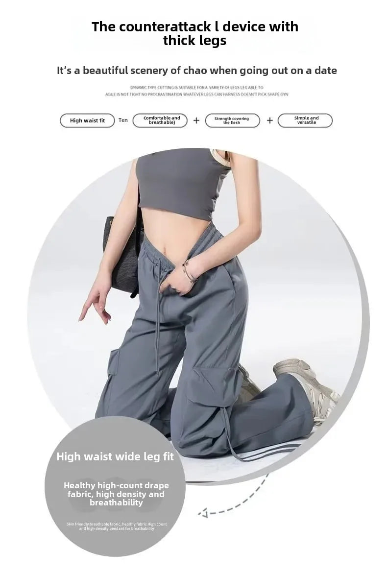 High-Waisted Cargo Pants Sweatpants Umbrella Design For Women