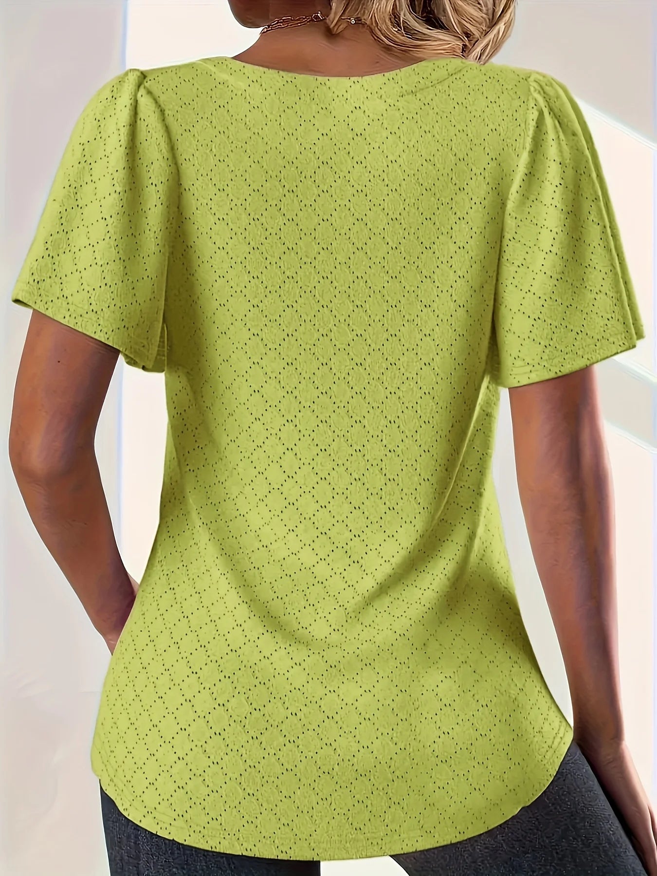 Plus size spring and summer fashionable and elegant hollow tops for women