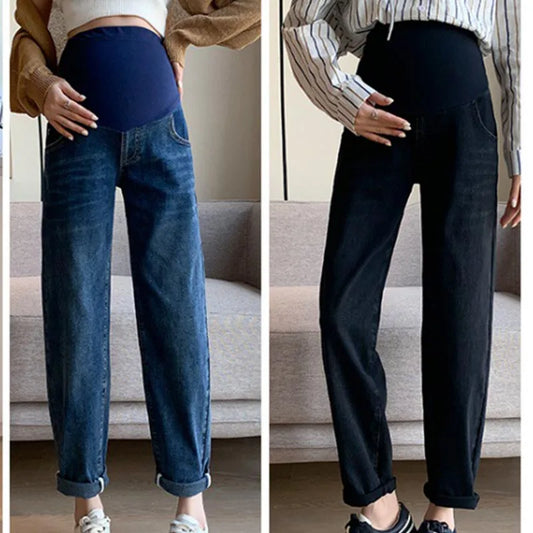 Maternity Jeans  Denim Adjustable Belly Wide Leg Pants for Pregnant Women Loose