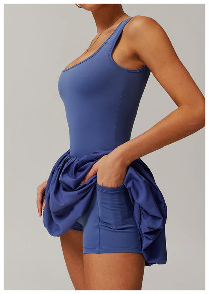 2024 New Women Yoga Anti Glare One-Piece Jumpsuit Dance Ballet Sports Dress Gym Push up Running Tennis Sports