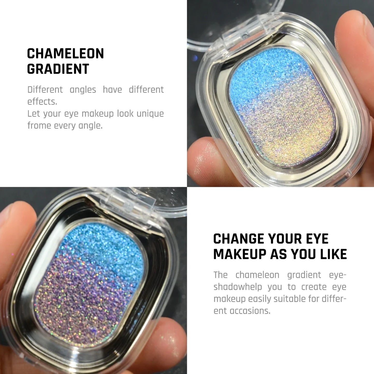 Multichrome Glitter Eyeshadow Palette High Pigmented Metallic Eyeshadow Color Shifting