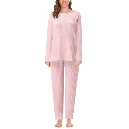 Thick Plush Fleece Fuzzy Pajama Sets Cozy Oversized Pullover Pants Sets Solid