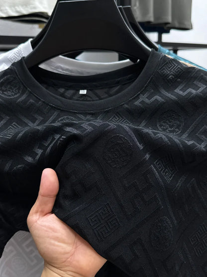 Silk Breathable Short Sleeve Men O-neck Top Cool Comfortable T-shirt