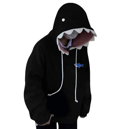 Shark Sweatshirt Women's Blue Hoodies Long Sleeve Shark Shape Couple Pullover Animal Hooded Cartoon Sweatshirt For Men Women
