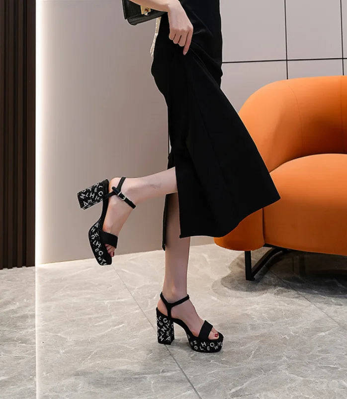 Women Sequin High-heeled Shoes Rhinestone Pumps Ladies Bling Party Shoes High-grade