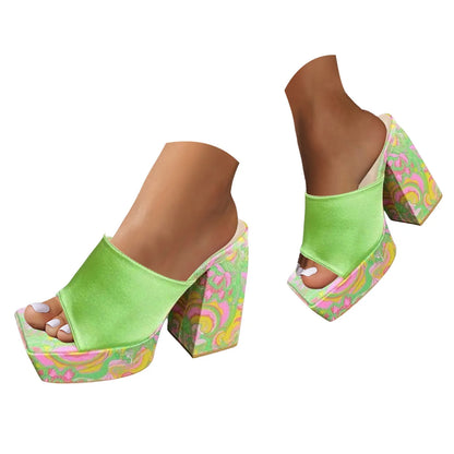 Cow Print Peep Toe Sandals Thick High Heel Wedge Platform Shoes Black / 37 / United States Black / 38 / United States 