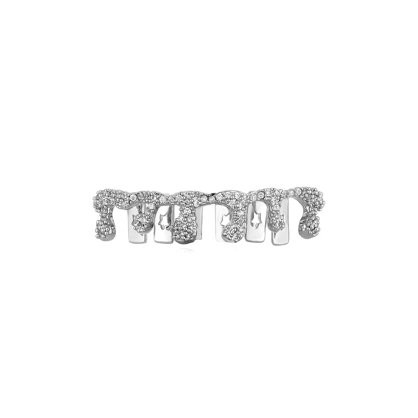 Flame CZ Stone Teeth Grillz Dental Grill 14K Gold Plated Waterdrop Zircon Tooth Cap Silver Bottom Silver Set Silver Top Silver Bottom-Silver Set-Silver Top-Gold Top-Gold Bottom-Gold Set-