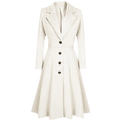 Lapel Button Long Trench Coat Windbreak Overcoat Women Jacket