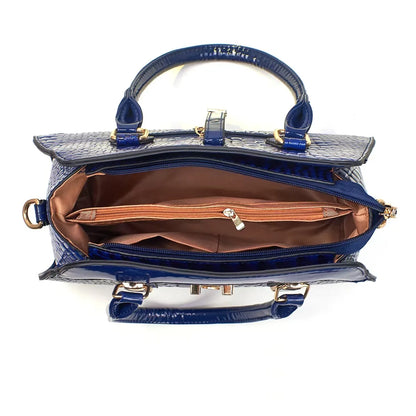 Luxury Brand Crocodile Women Tote Bag Bright Leather Women Handbag Purse