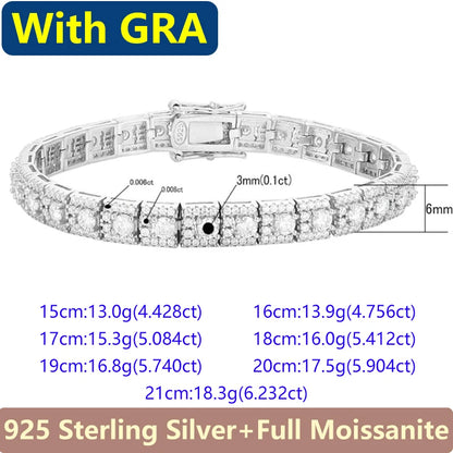 2025 New Full Moissanite Diamond Bracelets Tennis Chain For Women Engagement Wedding Original 925 Sterling Silver Jewelry Plated