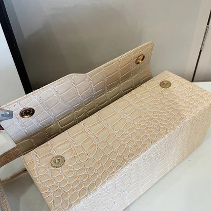 Black Crocodile Pattern Crossbody Bag Fashion Box Lipstick Pouch Designer Pu Leather