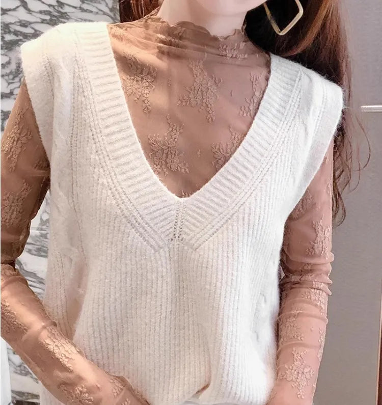 Hollow Out Mesh T-Shirt Transparent Mesh female Tops Long sleeve Basic Shirts SeeThrough Turtleneck