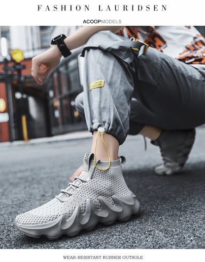 Mens High Top Fashion Sneakers Breathable Shoes Comfortable Sneakers Heighten Sports Shoes Men Lightweight
