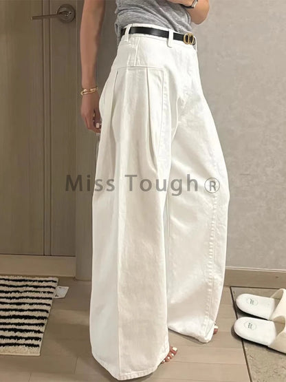 Wash Wide Leg Jeans Women Loose Pant High Waist Slimming Straight Trouser