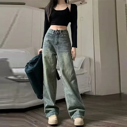High-waisted Slimming Jeans Casual Bell Bottoms Straight-leg Long Pants For Women