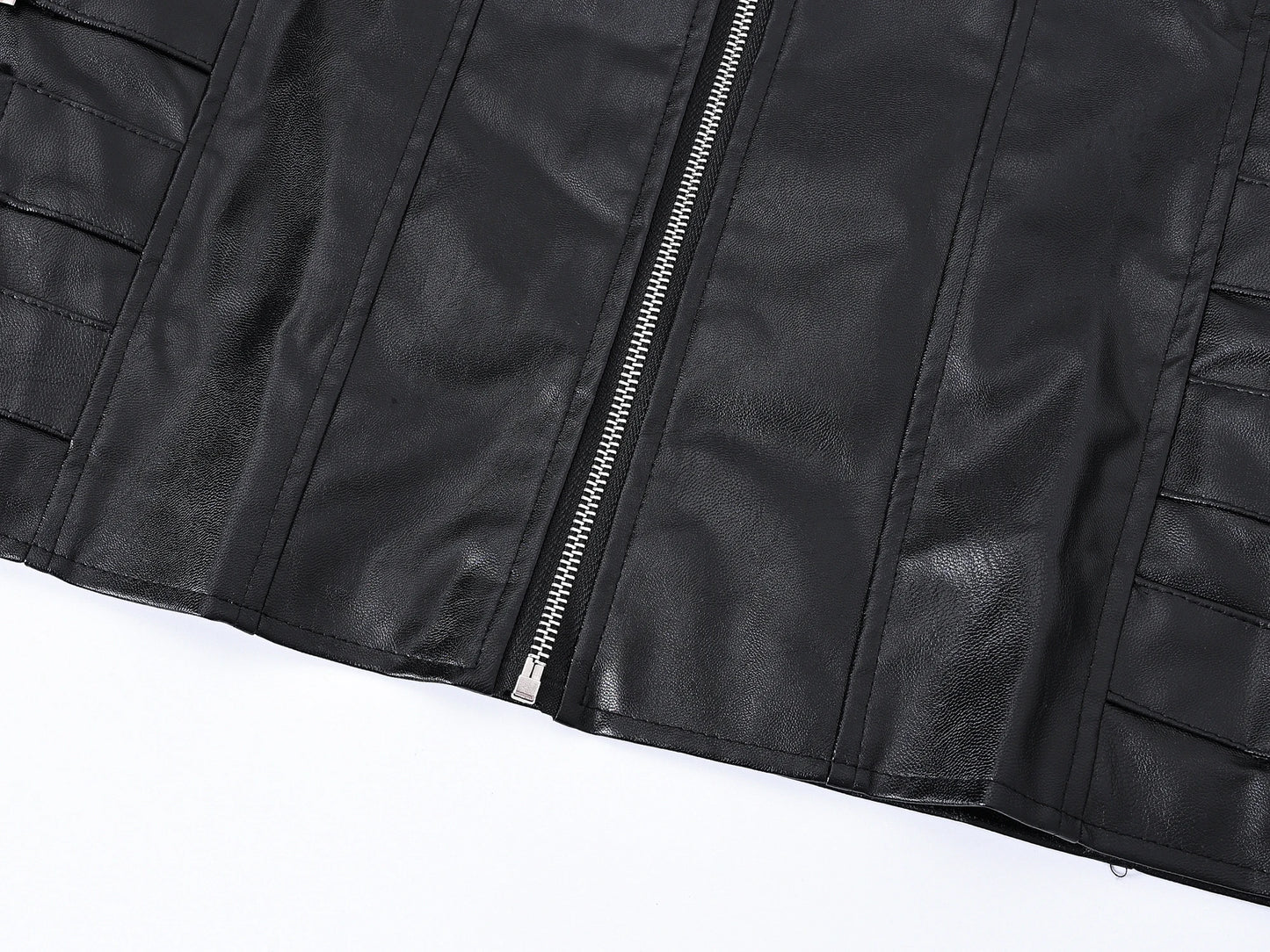 Men's Motorcycle Faux Leather Vest Sleeveless Collarless Waistcoat