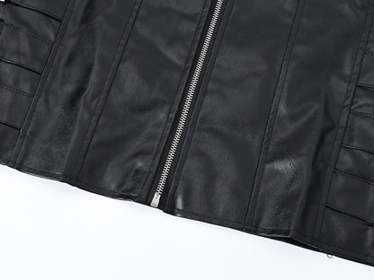 Men's Motorcycle Faux Leather Vest Sleeveless Collarless Waistcoat