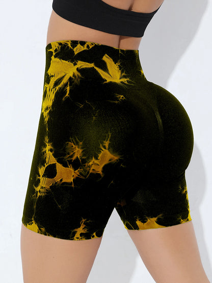 Tie Dye Shorts Woman Fitness Seamless Butt Lifting Shorts One Pieces Activewear Running Outdoors