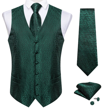 Luxury Paisley Men's Suit Vest Black Pink Red Wedding Prom Tuxedo Waistcoat Necktie Handkerchief Cufflink Sleeveless Jacket Vest