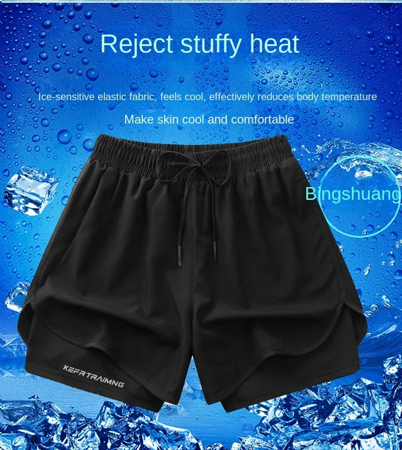 Sports Three Piece Pants Anti glare Double layered Sports Shorts for Men and Women