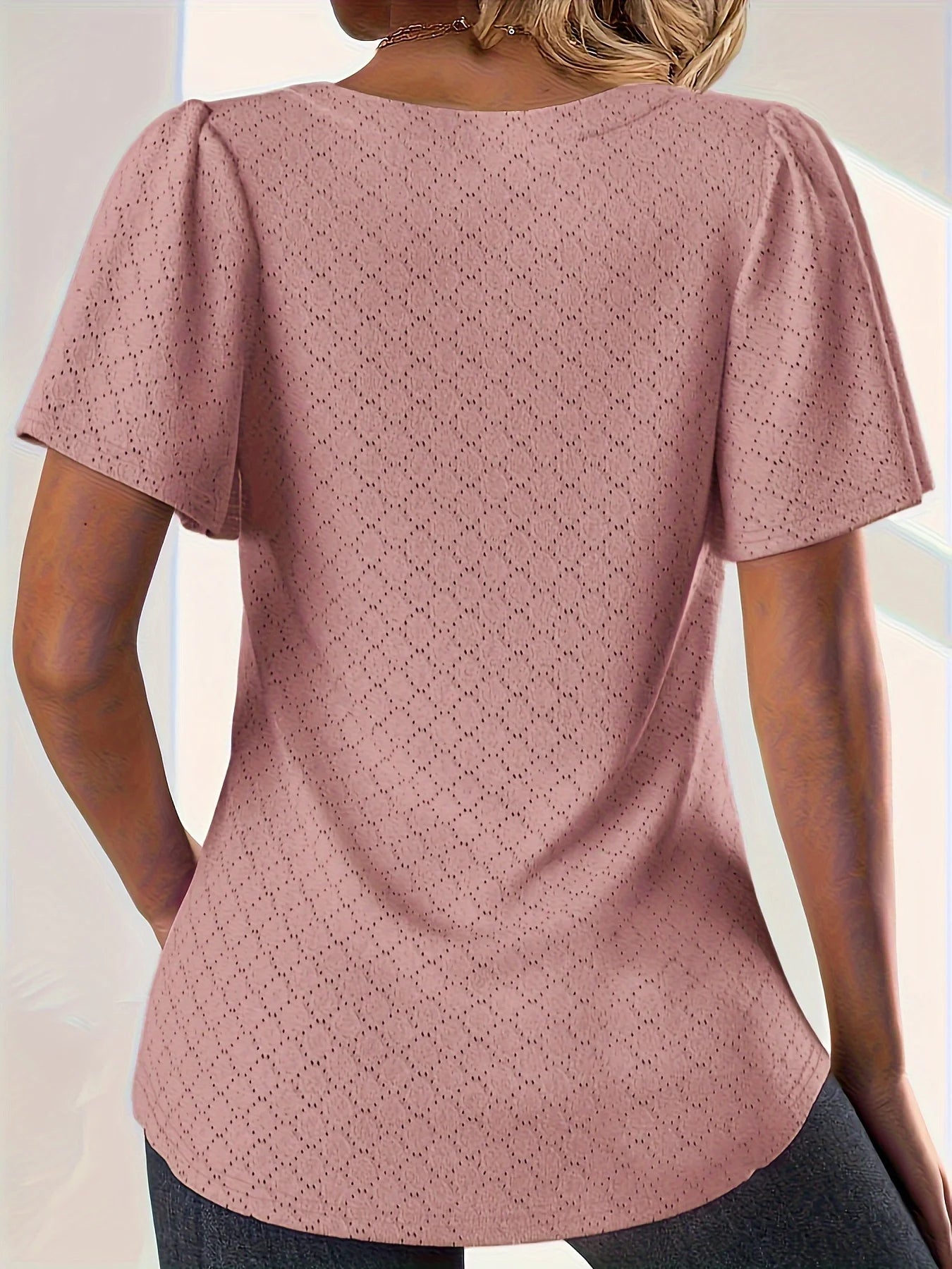 Plus size spring and summer fashionable and elegant hollow tops for women