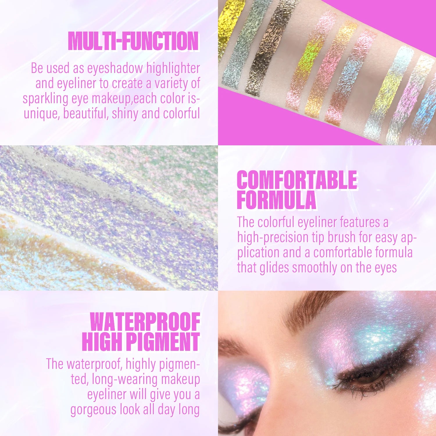 3 Pcs Duochrome Eyeshadow Liquid Set High Pigment Waterproof