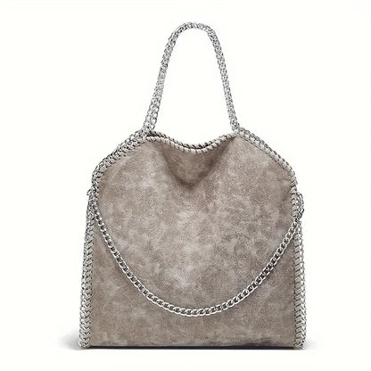 Chain Shoulder Bag, Large Capacity Tote Bag, Fashion Woven Hobo Bag For Women
