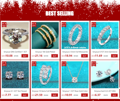 Smyoue Certified 1-5CT Moissanite Ring VVS1 Lab Diamond Solitaire Ring for Women Engagement Promise Wedding Band Jewelry Fine