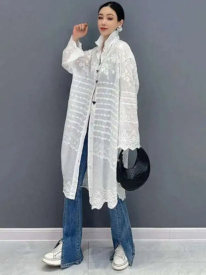 Long Sleeve Blouse Sunscreen Overcoat Trendy Casual Loose Women's Long Shirt