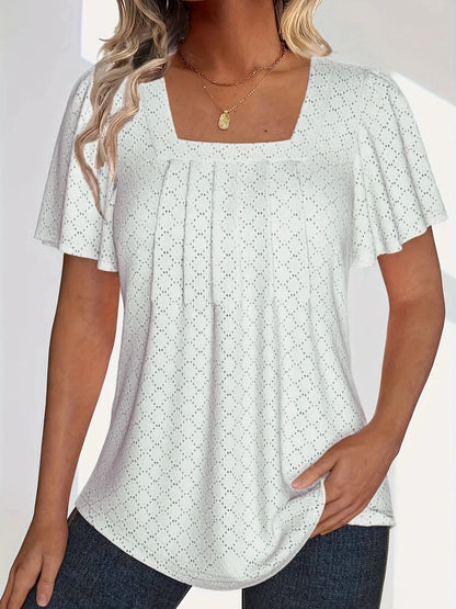 Plus size spring and summer fashionable and elegant hollow tops for women