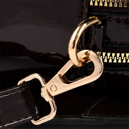 Luxury Patent Leather Handbags for Women Designer Crocodile Pattern Women's Shoulder Crossbody