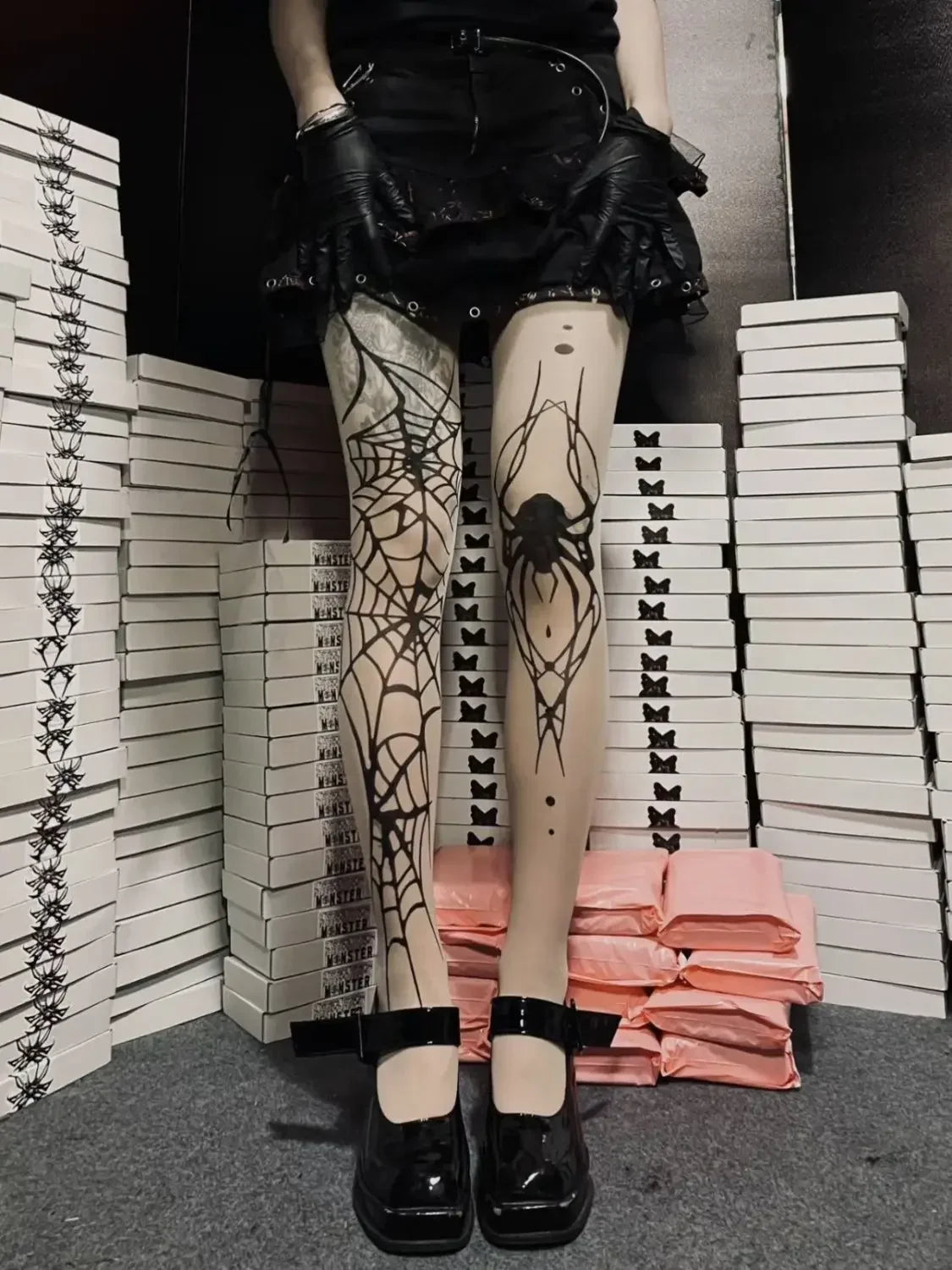 Gothic Vintage Dark Fishnet Tights Stocking Women Emo Spider Web Witch Pantyhose 02 01 02-01-