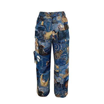 3D Print Wide Leg Cargo Active Hip Hop Straight Sweatpants Trousers