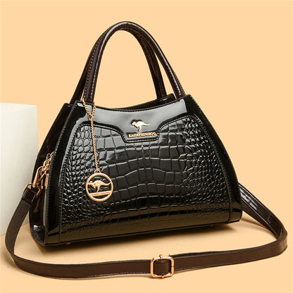 Luxury Patent Leather Handbags for Women Designer Crocodile Pattern Women's Shoulder Crossbody