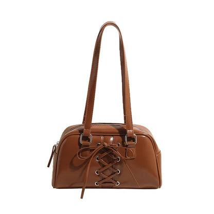 Shoulder Bag for Women Solid Color Boston Tote Bag PU Leather Bowling Handbag Hobo Bag for Work Travel