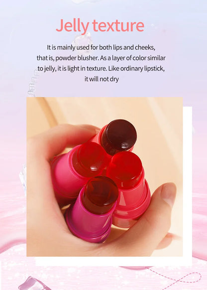 3-in-1 Cheek Lip Tinted Moistured Blush Stick Eyes Cheek Lip Brighten Cream Water Jelly Tint Stick Matte Contour Makeup
