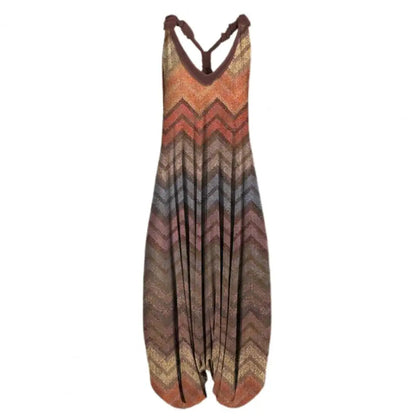 Harem Romper One-piece Jumpsuits Overalls Womens Abstract Print Backless